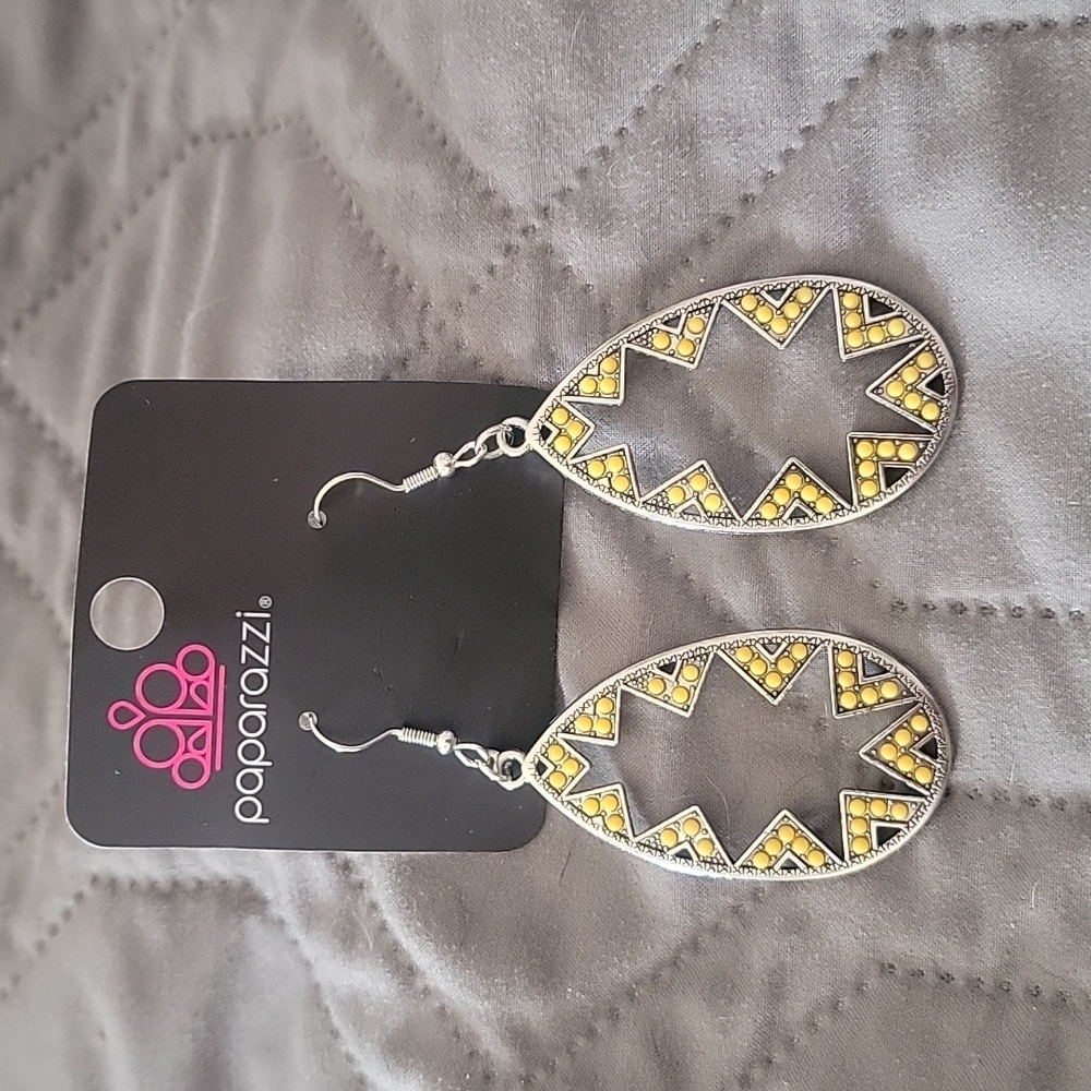 NWT! Abstract Silver and Yellow Earrings